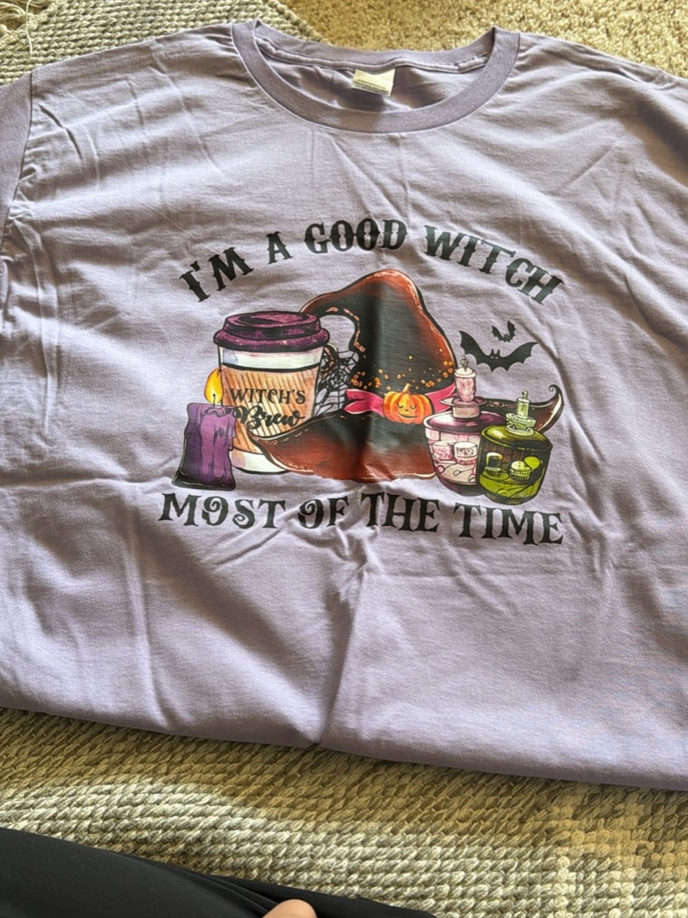 Hanes Lavender Halloween Witch Graphic Tee